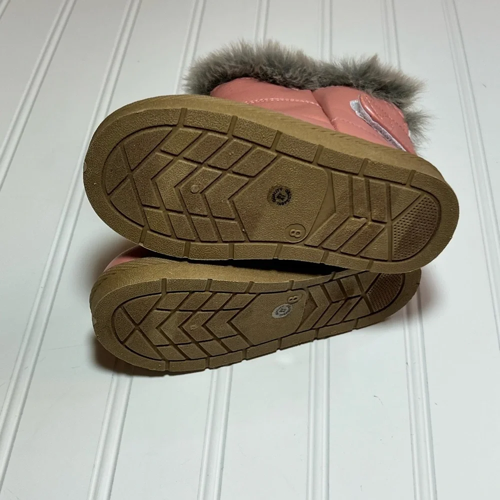 Pink Kids Size 8 Winter Boots with Faux Fur Trim NWOT